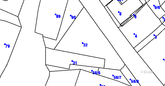 Parcela st. 32 v KÚ Brod u Příbramě, Katastrální mapa