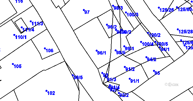 Parcela st. 96/1 v KÚ Brod u Příbramě, Katastrální mapa