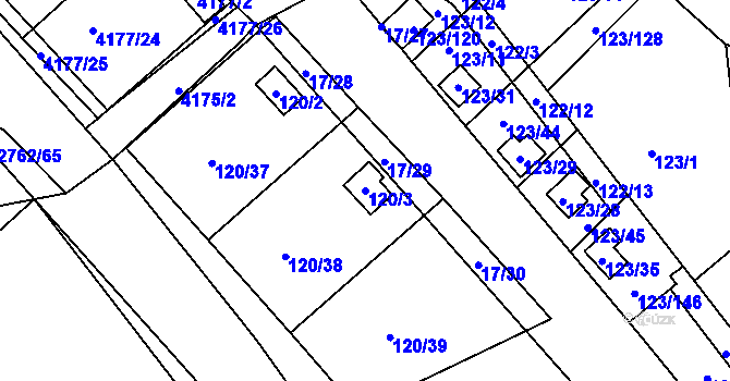 Parcela st. 120/3 v KÚ Brod u Příbramě, Katastrální mapa