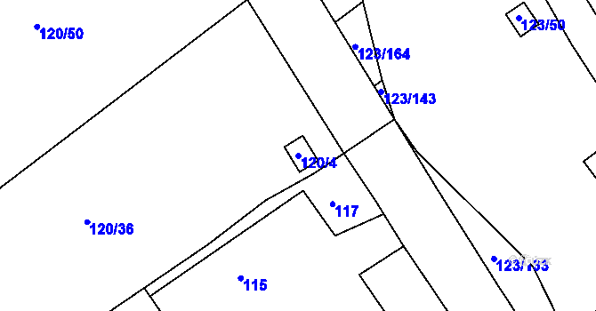 Parcela st. 120/4 v KÚ Brod u Příbramě, Katastrální mapa