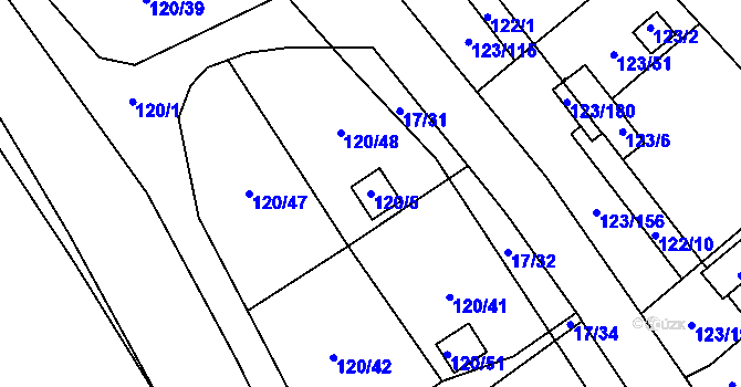 Parcela st. 120/5 v KÚ Brod u Příbramě, Katastrální mapa