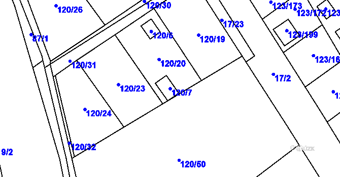 Parcela st. 120/7 v KÚ Brod u Příbramě, Katastrální mapa