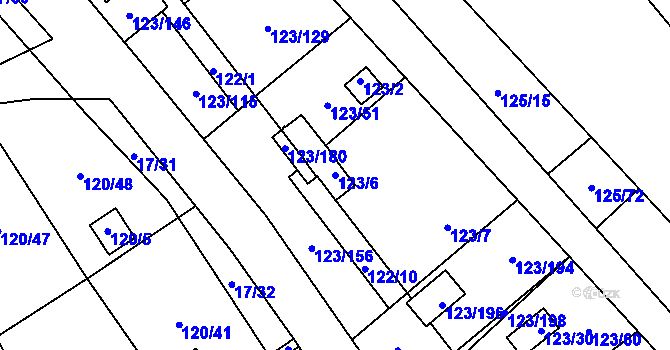 Parcela st. 123/6 v KÚ Brod u Příbramě, Katastrální mapa