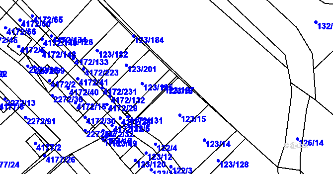 Parcela st. 123/16 v KÚ Brod u Příbramě, Katastrální mapa