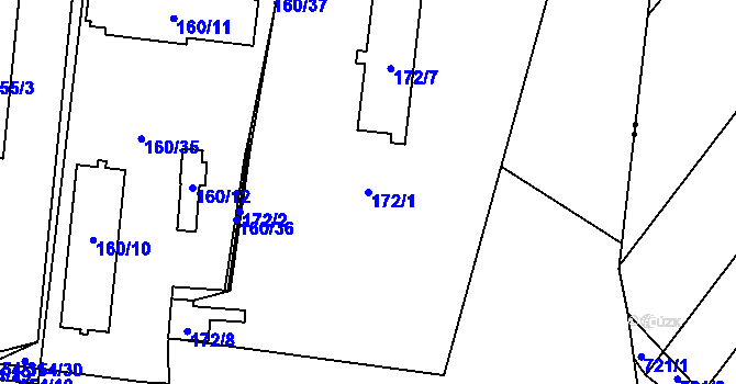 Parcela st. 172/1 v KÚ Brod u Příbramě, Katastrální mapa