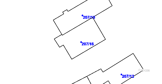 Parcela st. 207/16 v KÚ Brod u Příbramě, Katastrální mapa