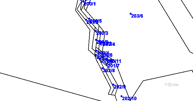 Parcela st. 200/4 v KÚ Brod u Příbramě, Katastrální mapa