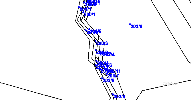 Parcela st. 200/9 v KÚ Brod u Příbramě, Katastrální mapa
