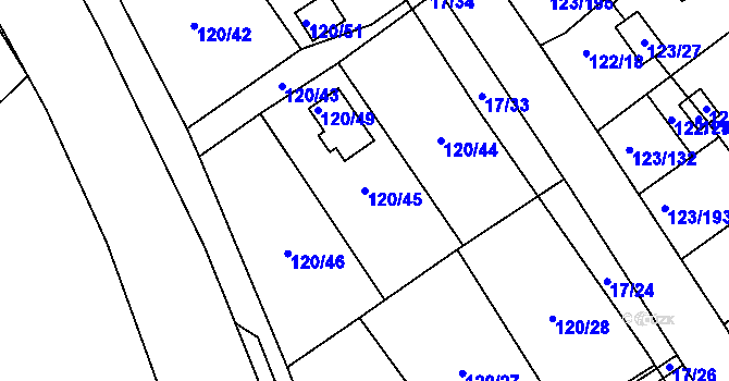 Parcela st. 120/45 v KÚ Brod u Příbramě, Katastrální mapa