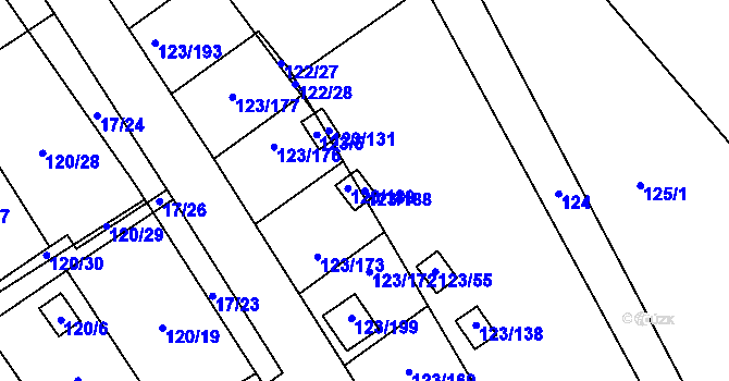 Parcela st. 123/188 v KÚ Brod u Příbramě, Katastrální mapa