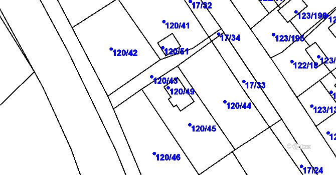 Parcela st. 120/49 v KÚ Brod u Příbramě, Katastrální mapa