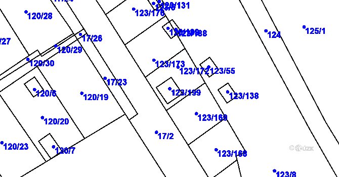 Parcela st. 123/199 v KÚ Brod u Příbramě, Katastrální mapa