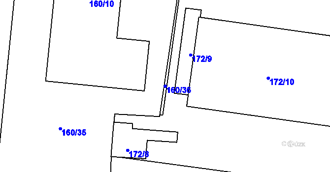Parcela st. 160/36 v KÚ Brod u Příbramě, Katastrální mapa