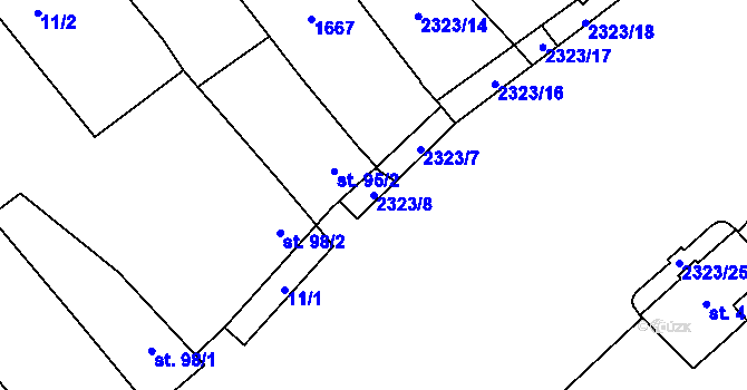 Parcela st. 2323/8 v KÚ Brod nad Dyjí, Katastrální mapa