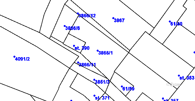 Parcela st. 3866/1 v KÚ Brod nad Dyjí, Katastrální mapa