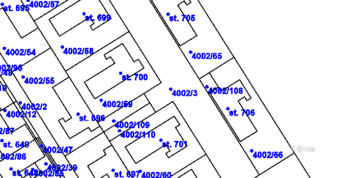 Parcela st. 4002/3 v KÚ Brod nad Dyjí, Katastrální mapa