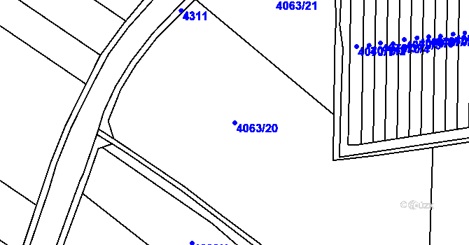 Parcela st. 4063/20 v KÚ Brod nad Dyjí, Katastrální mapa
