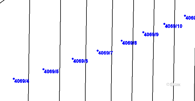 Parcela st. 4069/7 v KÚ Brod nad Dyjí, Katastrální mapa