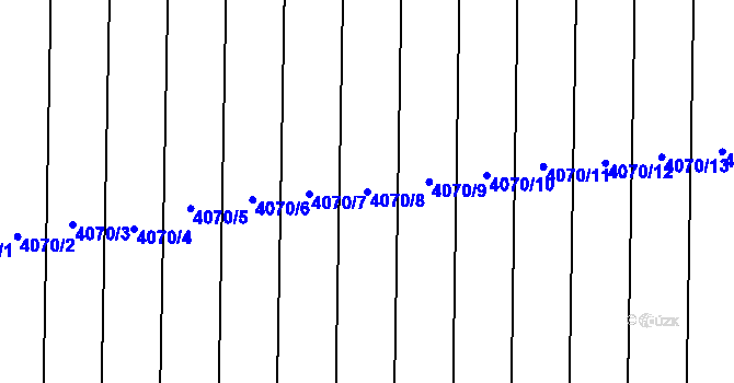 Parcela st. 4070/8 v KÚ Brod nad Dyjí, Katastrální mapa