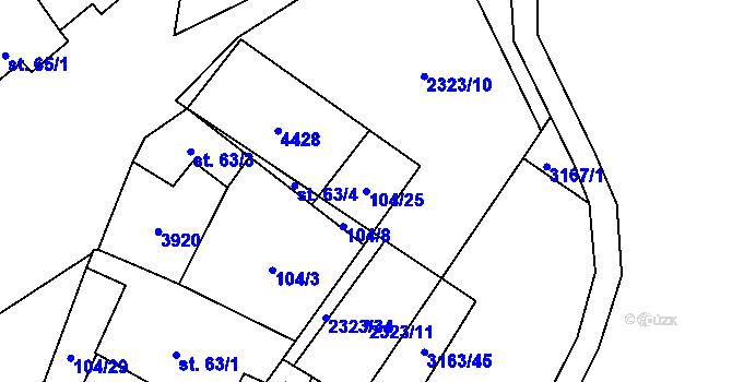 Parcela st. 104/25 v KÚ Brod nad Dyjí, Katastrální mapa