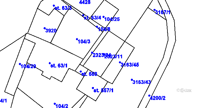 Parcela st. 2323/11 v KÚ Brod nad Dyjí, Katastrální mapa