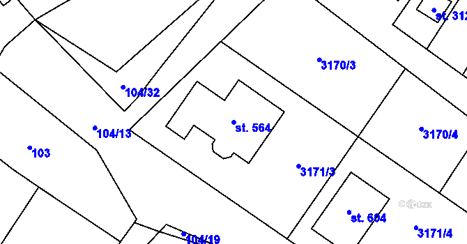 Parcela st. 564 v KÚ Brod nad Dyjí, Katastrální mapa