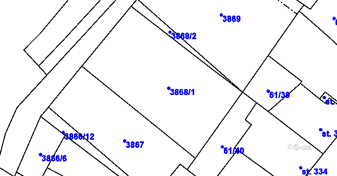 Parcela st. 3868/1 v KÚ Brod nad Dyjí, Katastrální mapa