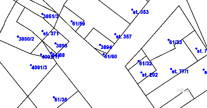 Parcela st. 61/60 v KÚ Brod nad Dyjí, Katastrální mapa