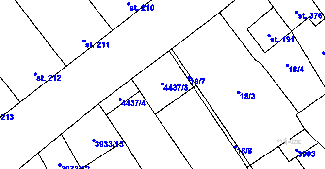 Parcela st. 4437 v KÚ Brod nad Dyjí, Katastrální mapa