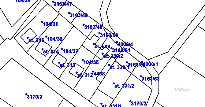 Parcela st. 330/2 v KÚ Brod nad Dyjí, Katastrální mapa