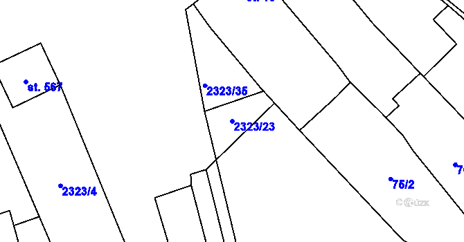 Parcela st. 2323/23 v KÚ Brod nad Dyjí, Katastrální mapa