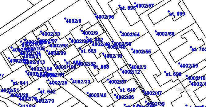Parcela st. 4002/10 v KÚ Brod nad Dyjí, Katastrální mapa