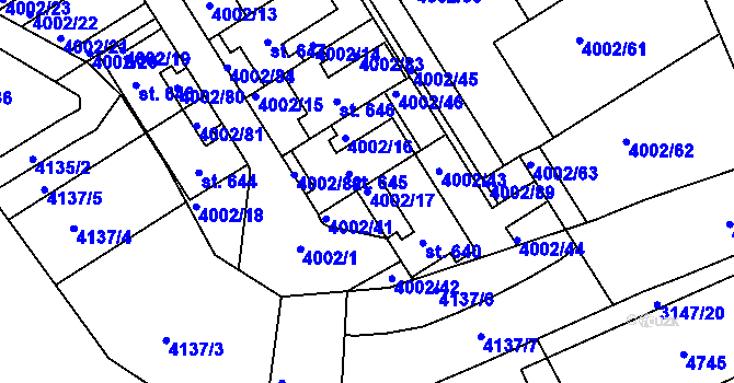 Parcela st. 4002/17 v KÚ Brod nad Dyjí, Katastrální mapa