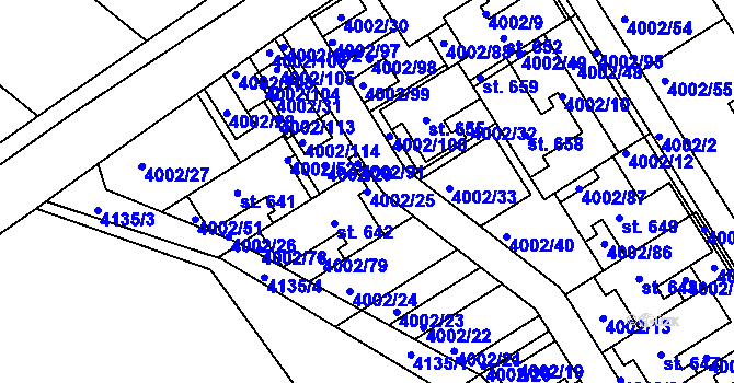 Parcela st. 4002/25 v KÚ Brod nad Dyjí, Katastrální mapa