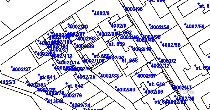 Parcela st. 4002/32 v KÚ Brod nad Dyjí, Katastrální mapa