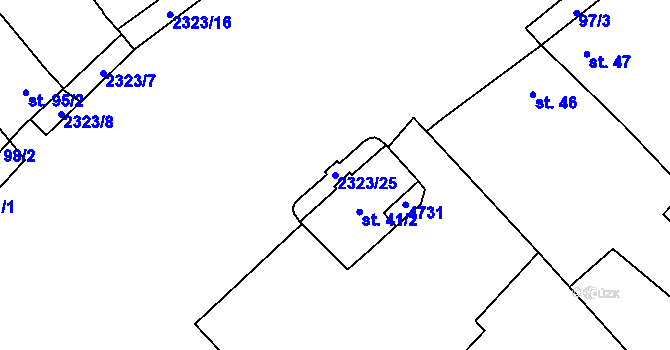 Parcela st. 2323/25 v KÚ Brod nad Dyjí, Katastrální mapa