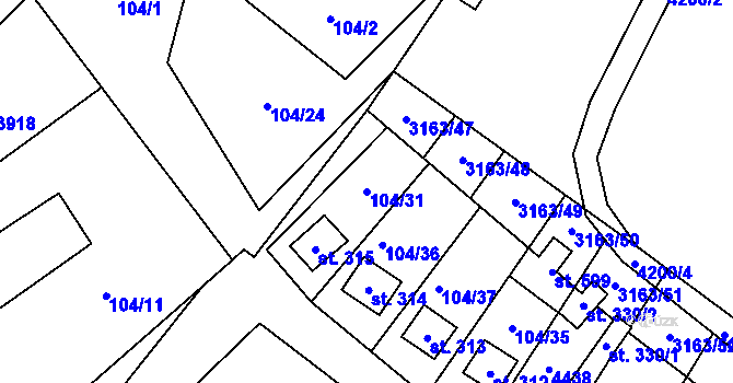 Parcela st. 104/31 v KÚ Brod nad Dyjí, Katastrální mapa