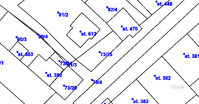 Parcela st. 73/25 v KÚ Brod nad Dyjí, Katastrální mapa