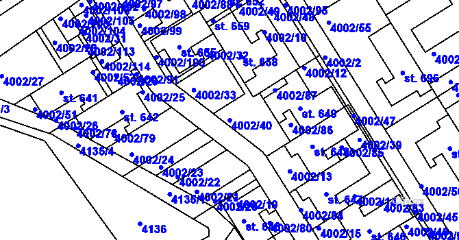 Parcela st. 4002/40 v KÚ Brod nad Dyjí, Katastrální mapa