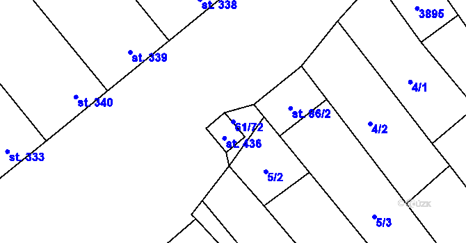 Parcela st. 61/72 v KÚ Brod nad Dyjí, Katastrální mapa