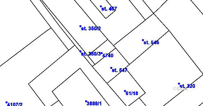 Parcela st. 4740 v KÚ Brod nad Dyjí, Katastrální mapa