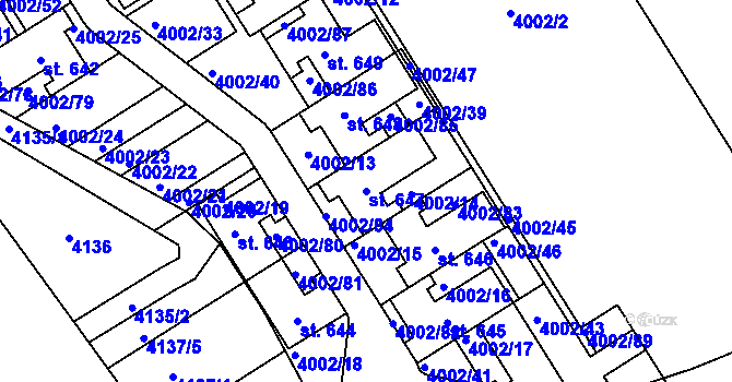 Parcela st. 647 v KÚ Brod nad Dyjí, Katastrální mapa