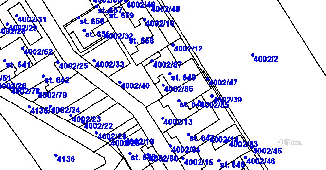Parcela st. 4002/86 v KÚ Brod nad Dyjí, Katastrální mapa