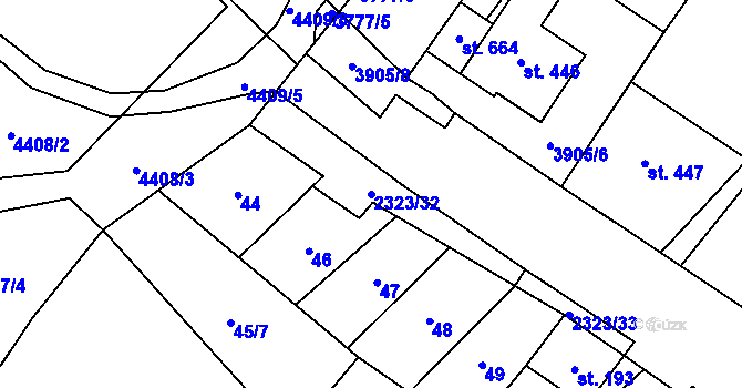 Parcela st. 2323/32 v KÚ Brod nad Dyjí, Katastrální mapa