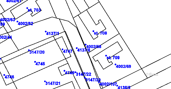 Parcela st. 4002/68 v KÚ Brod nad Dyjí, Katastrální mapa