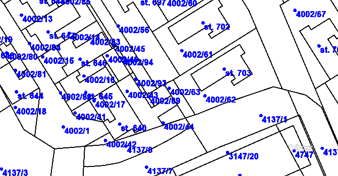 Parcela st. 4002/63 v KÚ Brod nad Dyjí, Katastrální mapa