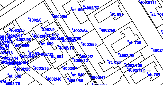 Parcela st. 4002/55 v KÚ Brod nad Dyjí, Katastrální mapa