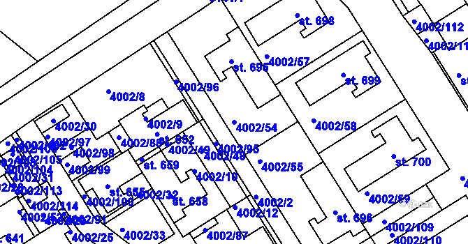 Parcela st. 4002/54 v KÚ Brod nad Dyjí, Katastrální mapa