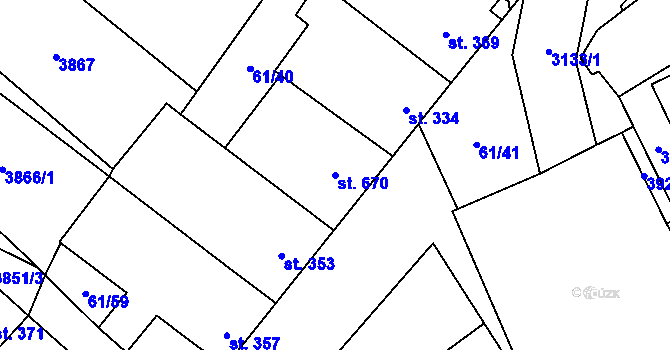 Parcela st. 670 v KÚ Brod nad Dyjí, Katastrální mapa