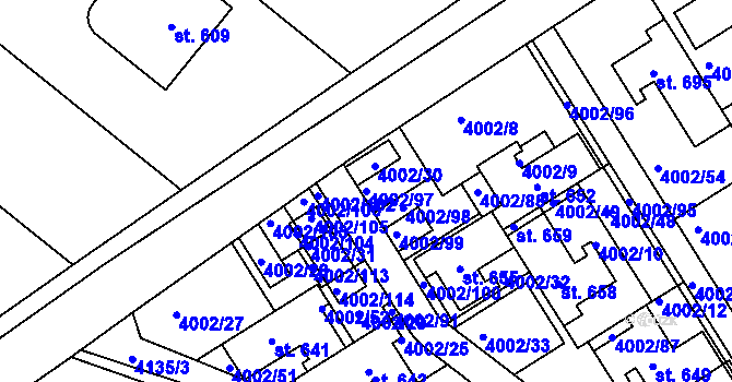 Parcela st. 4002/97 v KÚ Brod nad Dyjí, Katastrální mapa